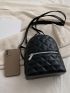 Mini Classic Backpack Quilted Pattern Black Minimalist