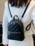 Mini Classic Backpack Quilted Pattern Black Minimalist