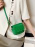 Mini Quilted Pattern Flap Square Bag Minimalist Green