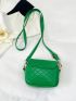 Mini Quilted Pattern Flap Square Bag Minimalist Green