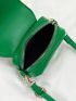 Mini Quilted Pattern Flap Square Bag Minimalist Green