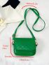 Mini Quilted Pattern Flap Square Bag Minimalist Green