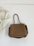 Small Flap Shoulder Bag Solid Brown Minimalist
