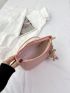 Minimalist Hobo Bag With Bag Charm Pink PU