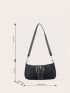 Small Embossed Detail Shoulder Bag Buckle Decor
