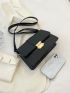 Small Flap Square Bag Crocodile Embossed Metal Decor