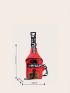 Mini Letter Graphic Sling Bag Drawstring Detail