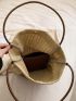 Two Tone Straw Bag Large Capacity Vacation Style