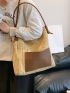 Two Tone Straw Bag Large Capacity Vacation Style