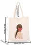 Canvas Bag Women's New Shoulder Bag Fashion Cartoon College Student Handheld Bag Shopping Large Capacity