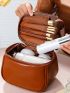 Multi-Layer Toiletry Travel Bag Solid Color Top Handle