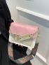 Mini Flap Square Bag Embroidered Detail Chain & Letter Patch Decor