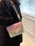Mini Flap Square Bag Embroidered Detail Chain & Letter Patch Decor