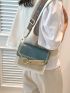 Mini Flap Square Bag Embroidered Detail Chain & Letter Patch Decor