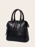 4pcs Pu Bag Set, Stylish Tassel Decor Handbag & Crossbody Bag & Clutch Purse & Card Holder