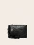 4pcs Pu Bag Set, Stylish Tassel Decor Handbag & Crossbody Bag & Clutch Purse & Card Holder