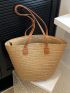 Minimalist Straw Bag Large Capacity Double Handle Vacation