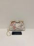 Floral Pattern Chain Satchel Bag Medium Top Handle