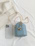 Mini Cartoon Embossed Bucket Bag Drawstring Design Chain Strap