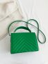 Chevron Metal Decor Flap Square Bag Small Green