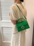Chevron Metal Decor Flap Square Bag Small Green