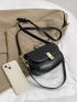 Metal Decor Flap Saddle Bag Small Black Elegant