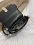 Metal Decor Flap Saddle Bag Small Black Elegant