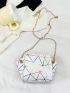 Mini Geometric Pattern Metal Eye Decor Irregular Clutch Bag With Metal Chain