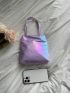 Purple Holographic Square Bag with Double Handles
