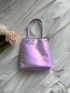 Purple Holographic Square Bag with Double Handles