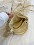 Khaki Hollow Out Woven Bag Strap With Tassel Decoration For Vacation