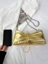 Drawstring Design Novelty Bag Zipper Chain PU Fashionable