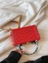 Mini Box Bag Chevron Twilly Scarf Decor PU Fashionable Pink