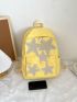 Star Patch Decor Classic Backpack Polyester Yellow Preppy