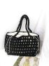 Hollow Out Crochet Bag Black Double Handle For Vacation