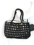 Hollow Out Crochet Bag Black Double Handle For Vacation