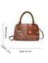 Geometric Pattern Top Handle Bag Brown Fashionable With Zipper