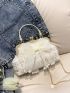 Plaid Pattern Bow Decor Kiss Lock Satchel Bag Small