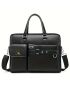 Light Luxury Business Handbag Briefcase PU Satchel Men Headphone Port Detail Large Capacity Laptop Handbag Briefcase