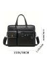 Light Luxury Business Handbag Briefcase PU Satchel Men Headphone Port Detail Large Capacity Laptop Handbag Briefcase