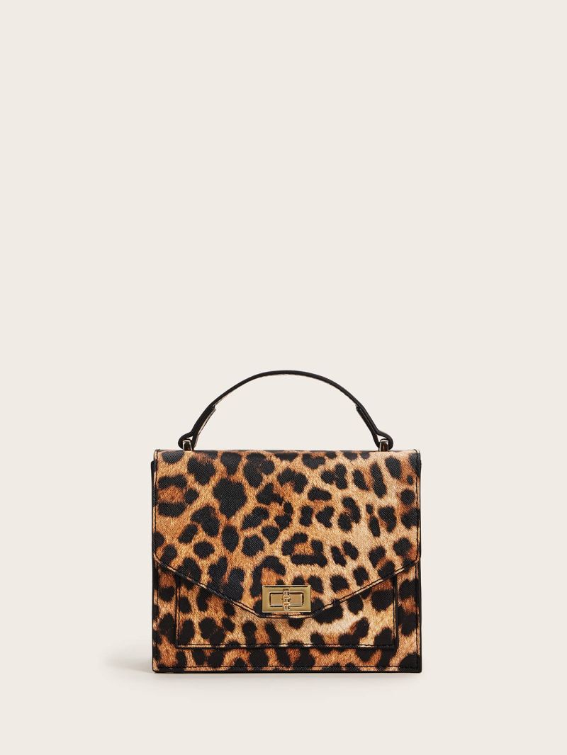 Mini Twist Lock Leopard Satchel Bag