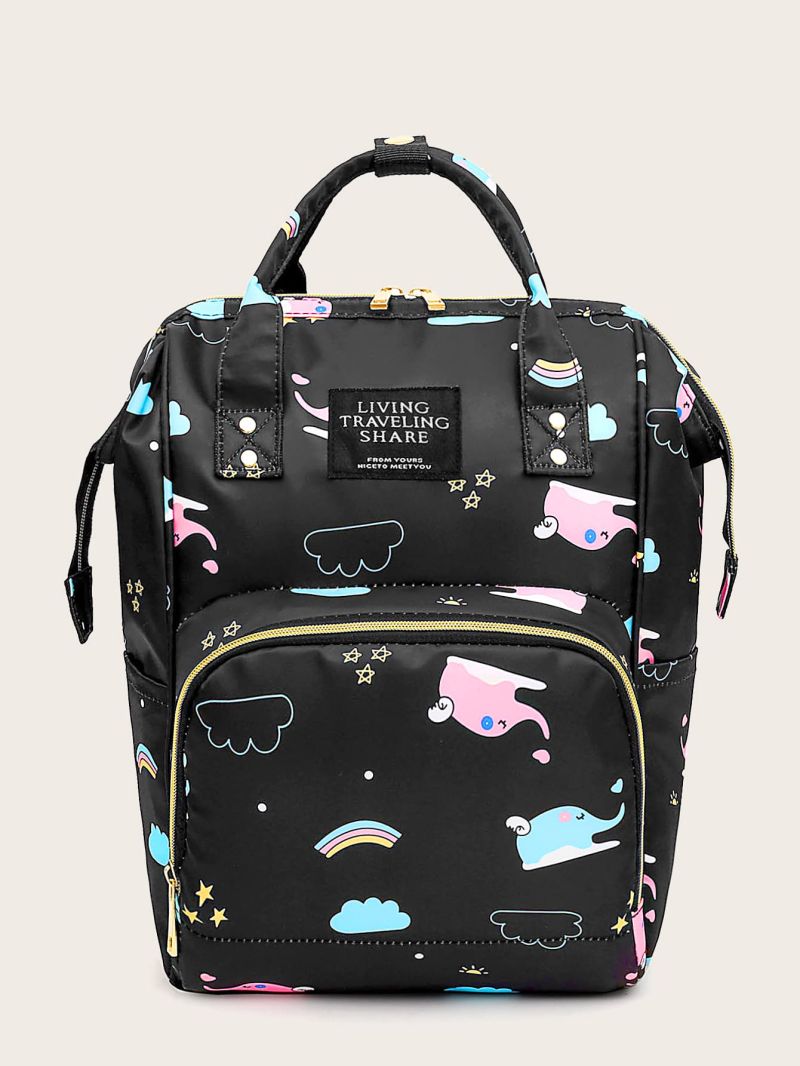 Cartoon Graphic Zipper Front Backpack