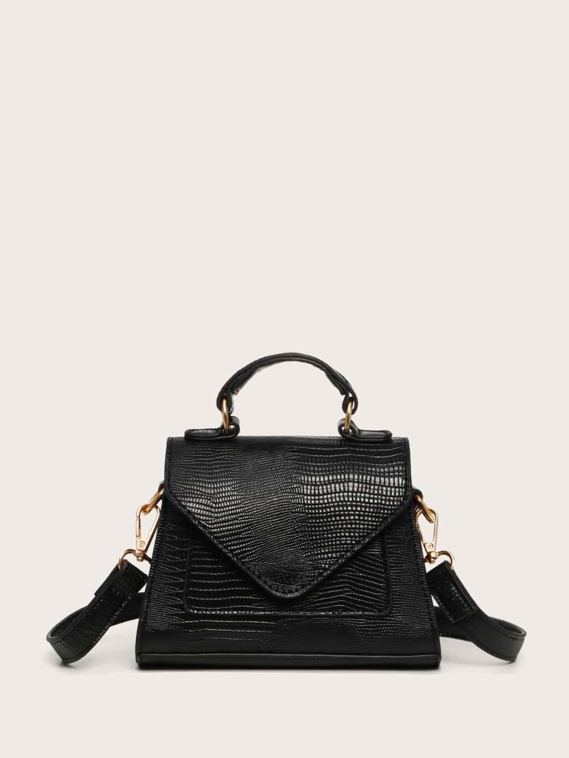 Mini Lizard Embossed Top Handle Satchel Bag