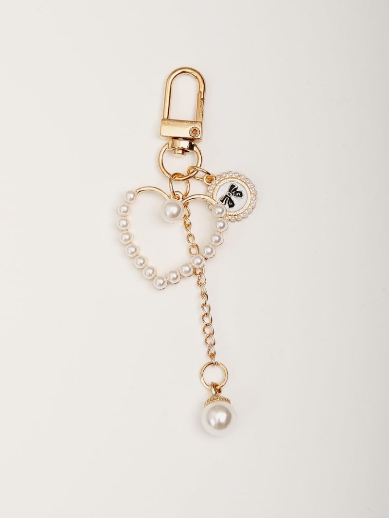 Faux Pearl Heart Decor Bag Charm