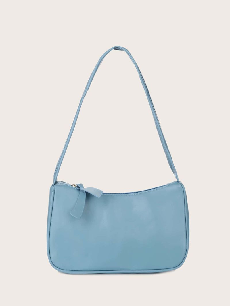 Plain Zipper Shoulder Bag
