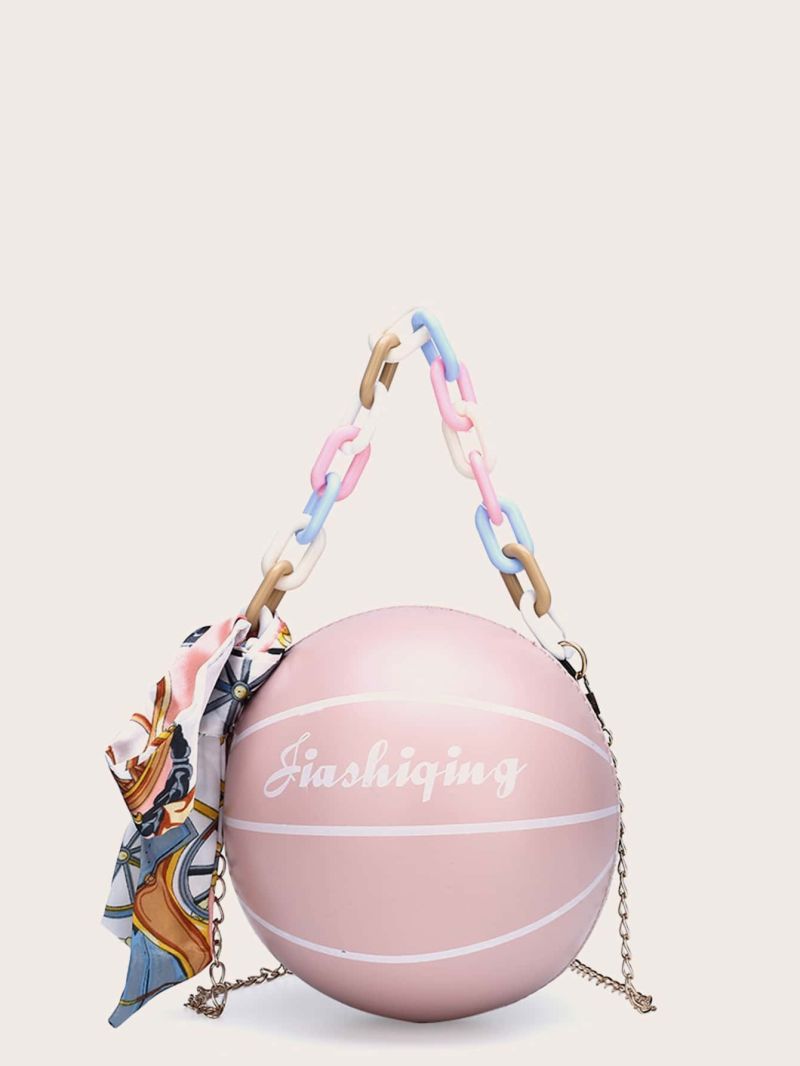 Mini Random Twilly Scarf Decor Ball Shaped Chain Bag