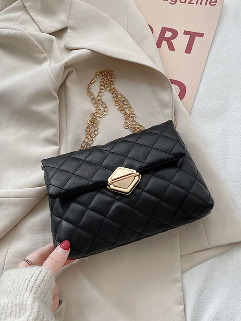 Quilted Push Lock Flap Chain Bag