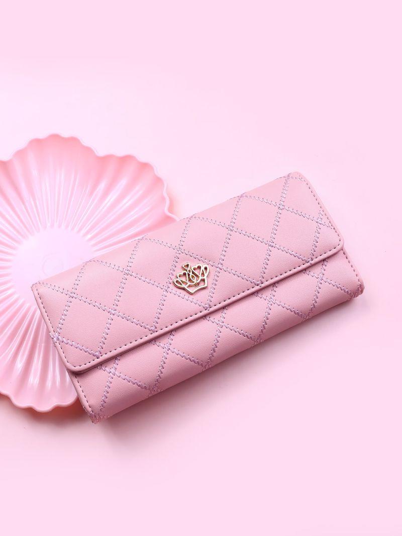 Metal Decor Stitch Detail Long Wallet