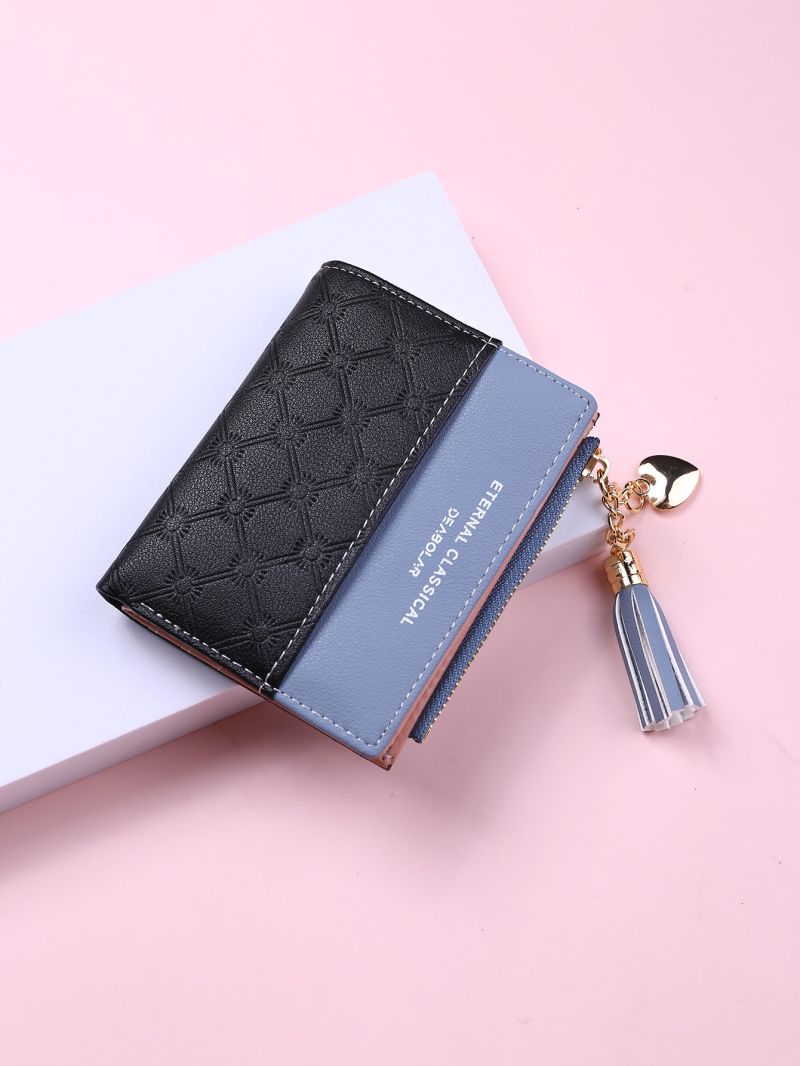 Tassel Decor Color Block Small Wallet