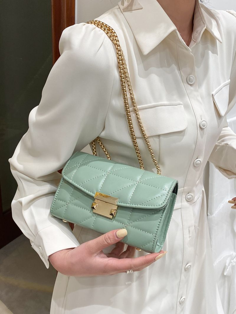 Mini Metal Lock Quilted Chain Shoulder Bag